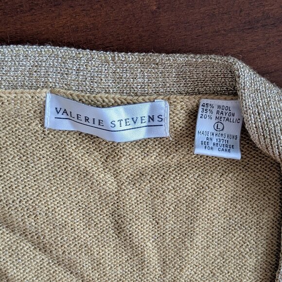 Valerie Stevens - 90s Gold Metallic Wool cardigan - Large - Picture 5 of 5